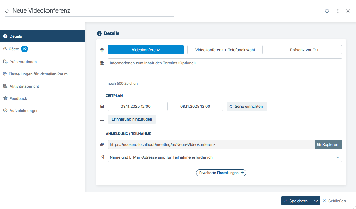 Videokonferenz planen