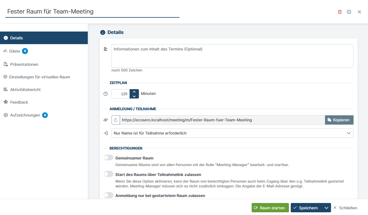 Configure Named Rooms
